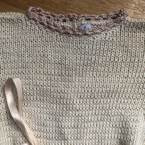 🆕Fournier Size 6M Knit Romper Natural & Blush Pink - Picture 3 of 9